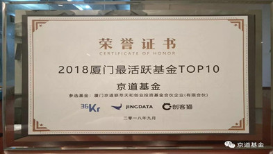 Jingdao Fund won 2018 Xiamen's most active investment fund TOP10